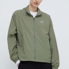 New Balance geaca femei, culoarea verde, de tranzitie, oversize, WJ41553DEK