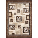 Covor Model Luna 1835-12, Marime 60 x 110 cm, Crem, Maro, Inaltime Fir 6 mm, Antialergic, Polipropilena, Living, Dormitor, Sufragerie, Birou