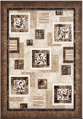 Covor Model Luna 1835-12, Marime 60 x 110 cm, Crem, Maro, Inaltime Fir 6 mm, Antialergic, Polipropilena, Living, Dormitor, Sufragerie, Birou foto