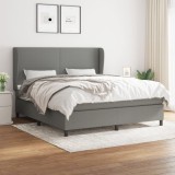VidaXL Pat box spring cu saltea, gri &icirc;nchis, 180x200 cm, textil 3127822