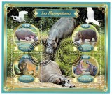 Timbre Madagascar 2022, Fauna: Hipopotami, Set Complet Coliță + Bloc, Straine După 1950