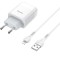 Set Incarcator Retea Hoco C73A 2xUSB + Cablu Date tip Lightning, 1m, Alb