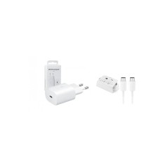 Incarcator retea Super Fast Charging cu cablu USB-C la USB-C pentru Samsung A54/A52/A52S/A53/A23/A33/A70/A80/S20/S20 FE/Note 20, USB C, 25W, Alb, Blis