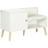 HOMCOM Bancă Dulap pentru Pantofi cu Scaun Căptușit, Raft Deschis și Dulăpior, 80x33x49 cm, Alb | Aosom Romania