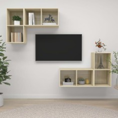 vidaXL Dulapuri TV suspendate, 4 buc, stejar sonoma, lemn prelucrat 3079838
