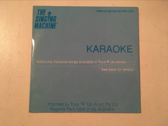 * CD karaoke The singing machine, Additional songs available in Toys R Us stores