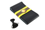 Husa volan din PIELE NEAGRA + ATA NEAGRA, diametru 37 - 39 cm (se coase, aspect, AVEX