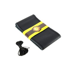 Husa volan din PIELE NEAGRA + ATA NEAGRA, diametru 37 - 39 cm (se coase, aspect