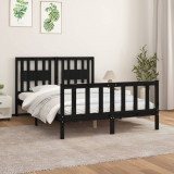 Cadru de pat cu tablie, negru, 120x200 cm, lemn masiv de pin GartenMobel Dekor, vidaXL