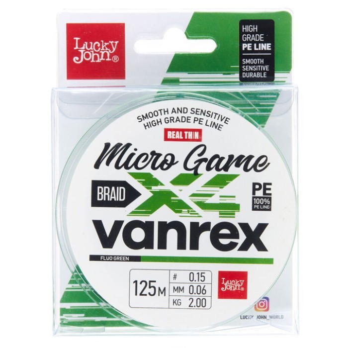 Fir Lucky John Vanrex MICRO GAME х4 Fluo Green 0,06mm/125m