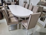 SET GLAM 12, MASA EXTENSIBILA 160&amp;#215;280 cm+ 10 SCAUNE PERSONALIZABIL PE CULORI