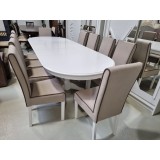 SET GLAM 12, MASA EXTENSIBILA 160&amp;#215;280 cm+ 10 SCAUNE PERSONALIZABIL PE CULORI