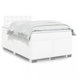 VidaXL Pat box spring cu saltea, alb, 120x200 cm, piele ecologică 3288417