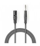 Cablu stereo XLR 3 pini tata - JACK 6.5 mm tata 5m gri Nedis