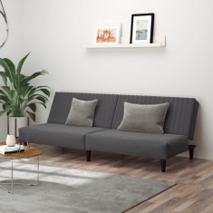 vidaXL Canapea extensibilă cu 2 locuri, gri &icirc;nchis, catifea