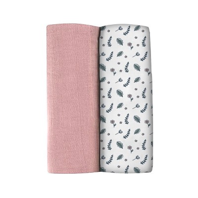 Set 2 Museline Beaba bumbac 120x120 cm Bridal Pink Flowery Countryside foto