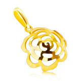 Pandantiv din aur de 9K &ndash; floare convexă &icirc;n formă de emisferă, cu decupaje drept petale
