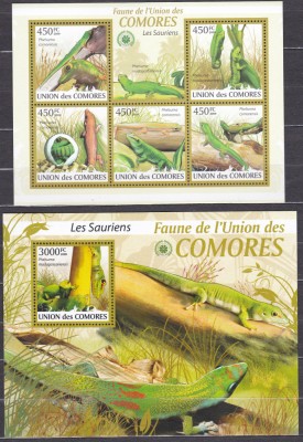 DB Fauna Comore Saurieni Soparle MS + SS MNH foto