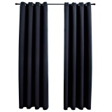 Cumpara ieftin Perdele opace cu inele, 2 buc., negru, 137x213 cm, material textil