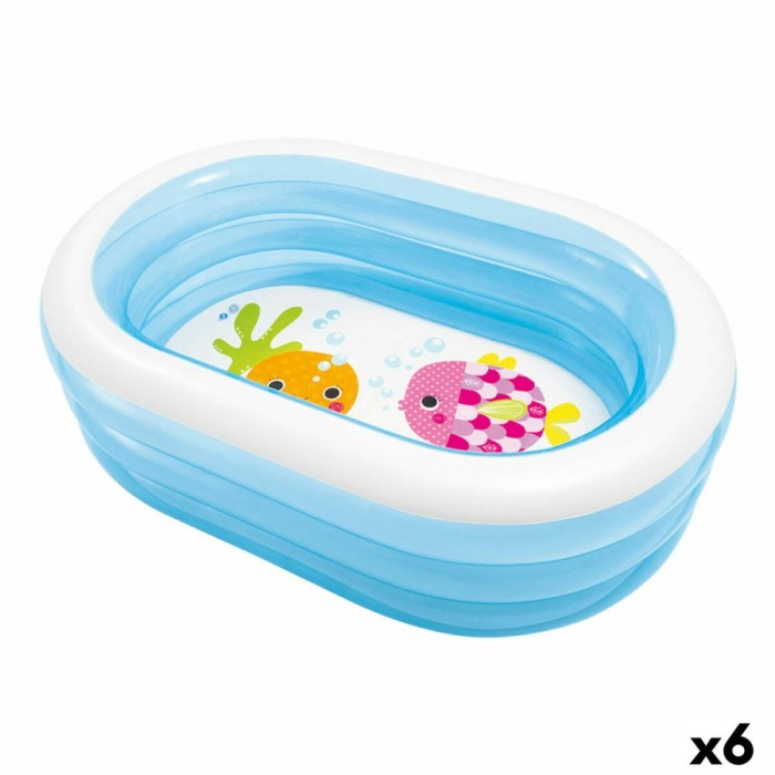 Piscină Gonflabilă pentru Copii Intex Oval Albastru Alb 230 L 163 x 46 x 107 cm (6 Unități)