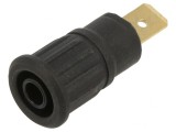 Soclu banană 4mm 32A 1kV negru aurit panou 33mm