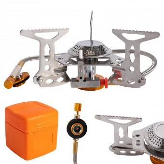 Aragaz camping Micul Fermier, putere termica 3.2 kW, aprindere piezo-electrica, compatibil rezerva gaz cu filet si valva