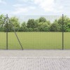 Gard din S&acirc;rmă Sudată cu 7 St&acirc;lpi Flanșați Gri 1.4x10 m Oțel