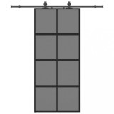 Cumpara ieftin Usa glisanta cu set feronerie neagra 90x205cm sticla securizata