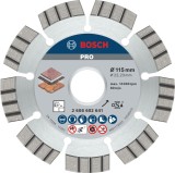 Disc diamantat Bosch Pro pentru piatra 115x22,23 mm, segment 12 mm
