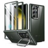 Cumpara ieftin Husa pentru Samsung Galaxy S23 Ultra + Folie, ESR Shock Armor Kickstand, Clear Green