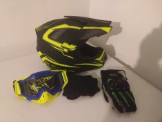 Casca moto/enduro/atv +Ochelari+Manusi+Cagula foto
