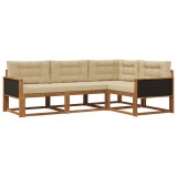 vidaXL Set de canapele de exterior cu pernă 4 pcs Natural și Bej 3382516