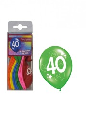Set baloane aniversare cu cifra 40, latex, set 12 bucati, mix de culori foto