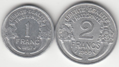 FRANTA - SET 1 Franc 1957 + 2 Francs 1959 , LF1.25 foto