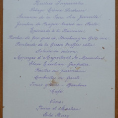 Meniu , Restaurant Bertola Bucuresti , 25 Ianuarie 1912