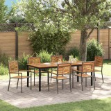VidaXL Set de masă pentru grădină 7 pcs Gri, Maro 200 x 100 x 75 cm