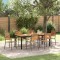vidaXL Set de masă pentru grădină 7 pcs Gri, Maro 200 x 100 x 75 cm