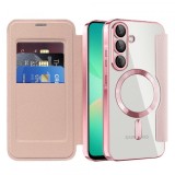 Husa MagSafe pentru Samsung Galaxy A26 A266, Techsuit, SmartMag Book, Roz
