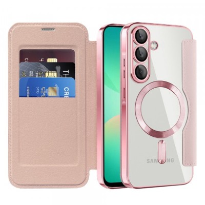 Husa MagSafe pentru Samsung Galaxy A26 A266, Techsuit, SmartMag Book, Roz foto