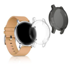 Set 2 huse pentru Huawei Watch GT2 (42mm), Silicon, Transparent/Negru, 52276.02