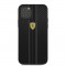 Husa Ferrari din piele Eco pentru iPhone 12 Pro Max (6.7&quot;), On Track PU Carbon Collection, Negru