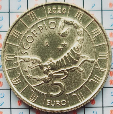 San Marino 5 Euro (Scorpio) 2020 UNC - tiraj 16.000 - km 592 - A039 foto