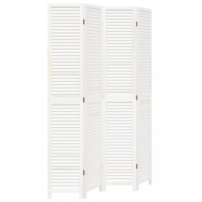 Paravan camera 4 panouri, alb, lemn masiv paulownia foto