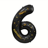 Balon din Folie Metalizata Cyrax, Negru Cifra 6