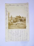 Cumpara ieftin Rară! Bucovina fotografie originală WWI Frătăuții Vechi(Alt Fratautz)/Suceava:Familie l&acirc;ngă ruine,circulată cu poșta militară 9 octombrie 1917