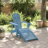 vidaXL Scaun Adirondack cu taburet, albastru, lemn masiv de brad