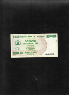 Zimbabwe 100000000 100 000 000 dollars 2008 seria1540465 foto