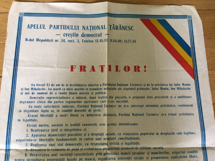Afiș - Apel PNȚcd - ianuarie 1990 - foarte rar