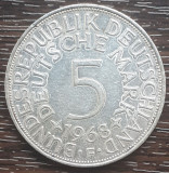 (A867) MONEDA DIN ARGINT GERMANIA - 5 MARK 1968, LIT F, 11,2 GRAME. PURITATE 625, Europa
