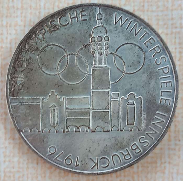 (A540) MONEDA DIN ARGINT AUSTRIA-100 SCHILLING 1976, JOCURILE OLIMPICE INNSBRUCK